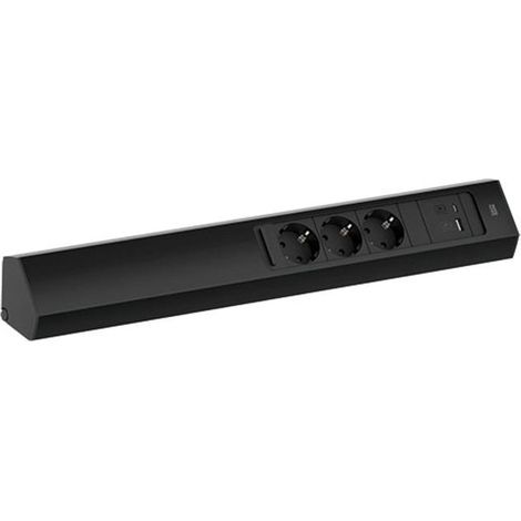 Bachmann CASIA 2 ciabatta multipresa nera con porta USB 22W