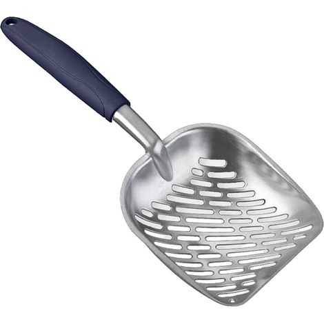 1 Ramasse-litière pour chat, manche long, grille perforée, poignée ergonomique en caoutchouc, compatible avec litières agglomérantes (1/5)