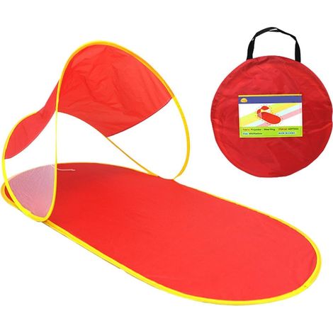 Abri solaire pop-up pour plage et camping – Tente de protection UV – Cadre en anneau en acier – Tissu polyester durable – Dimensions 140x70x65 cm – Parasol portatif (rouge)