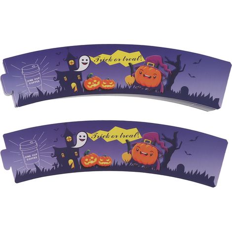 50 manchons jetables pour tasses à café, porte-gobelets en papier pour boissons chaudes et froides, couleur violette pour Halloween et Noël (1/5)