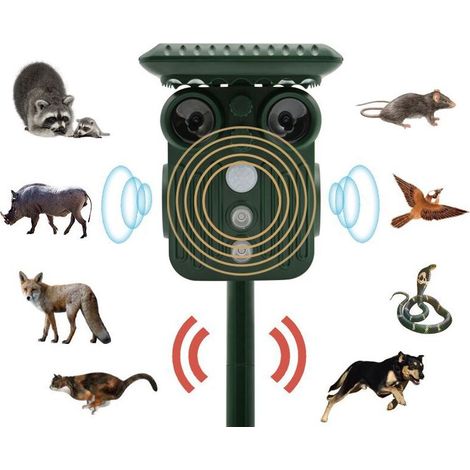Répulsif Chat Ultrason Solaire Exterieur, Repulsif Chien Imperméable, Fréquence Réglable Répulsif pour Animaux Peut Empêcher Les Souris, Les Chiens, Les Chats (1/3)