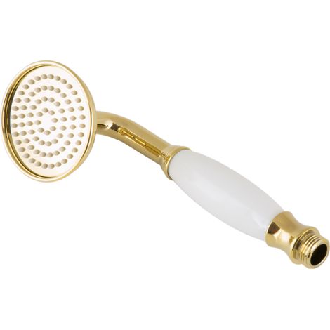 PaulGurkes goldene Handbrause Retro Duschkopf Nostalgie Brausekopf Keramik Gold (1/3)