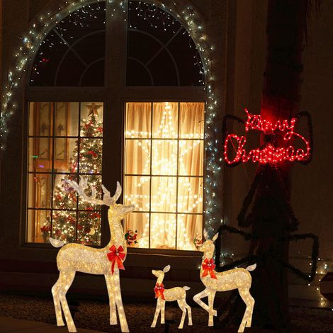 Renne de Noël debout LED blanc chaud - Décoration festive en maille métallique - Cerf Rudolph rustique pour intérieur, décoration de Noël, décoration d'intérieur (1/5)