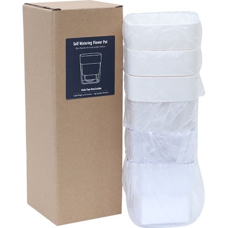 Juego de 3 macetas autorriego con bandeja de depósito de agua para plantas de interior, 12 cm, blancas, para hierbas, suculentas y jardineras. (1/4)