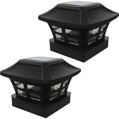 1 X Lampe Solaire Exterieur Lumières Solaires De Chapeau De Poteau Lampe LED Etanche pour Jardin Terrasse Clôture 4X4 inch,Black (1/5)