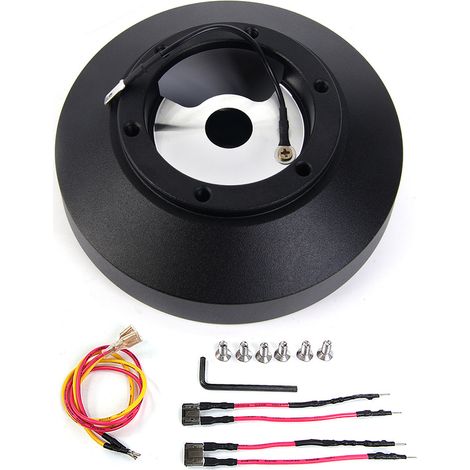 179H Steering Wheel and Wheel Hub Adapter Aluminum 70mm 6 Bolts for 1994-2004 Ford Mustang - 179H Black