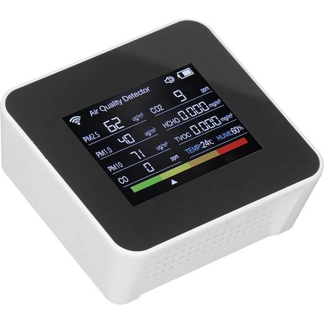 Moniteur de Qualité d'Air Intelligent WiFi - Capteur CO2, Formaldéhyde, PM2.5, CO et TVOC avec Écran Numérique (1/5)