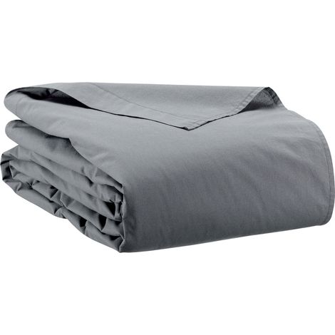 VIVARAISE - Drap plat Vivaraise Calita en coton 100% - Carbone - 240 x 300 cm (1/2)