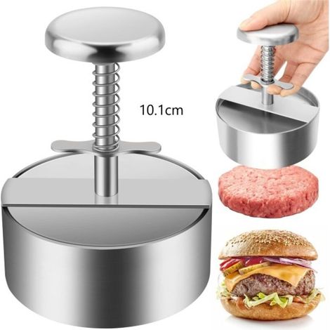 Presse à Burger, 304 Acier Inoxydable Presse à Hamburger, Ajustable Steak Haché Presse à Burger, Facile à Utiliser, Antiadhésive Presse à Hamburger pour Réunion de Famille, Fête-10.1cm(10,1 cm) (1/4)