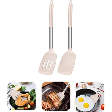 2 utensilios de cocina: espátula para hornear y espátula para remover, Utensilios de cocina silicona, huevos tortitas (color caqui, 35 x 8,3 cm) (1/5)