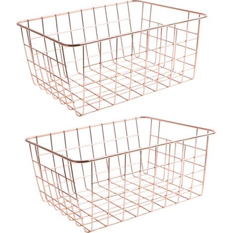 Panier de congélation antirouille grande capacité en fer pour fruits, snacks et boissons (lot de 2), couleur or rose