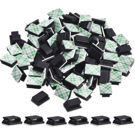 100 fermacavi autoadesivi, fascette, supporti per cavi (13 x 10 mm, neri) - AquaForge (1/4)