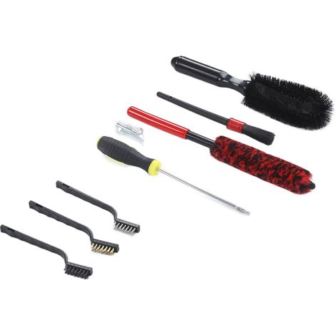 Ensemble de 8 brosses de nettoyage pour jantes de voiture, outil de détail pour pneus en laine synthétique, universel pour l'extérieur, l'intérieur, le tableau de bord, les sièges et les vitres. (1/5)