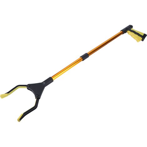 Pince à déchets pliable multifonction longue, outil de ramassage pour le nettoyage sanitaire, poignée jaune tube doré (1/5)