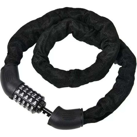 Serrure à combinaison Anti-vol de vélo avec chaîne et cadenas à 5 chiffres, 90 cm, Lot de 1, Noir (1/4)