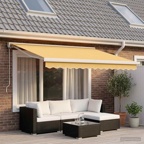 Store Banne Rétractable Extérieur pour Terrasse et Jardin Métal et Polyester Sable 450 x 300 cm - PANGIVO (1/4)