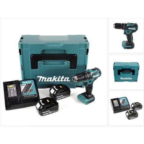 Makita DHP 483 RMJ Trapano avvitatore a percussione brushless a batteria 18 V in valigetta MAKPAC + 2x Batterie 4,0 Ah + Caricatore rapido