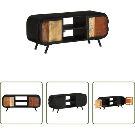 Meuble vintage -  Meuble TV 110x30x45 cm Bois de récupération massif (1/5)