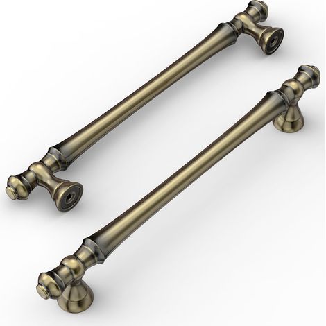6 Pièces Poignées de Meuble Bronze Vert Vieilli Entraxe 160mm en Alliage de Zinc avec Vis pour Cuisine Tiroirs Armoires UK0017 (1/5)
