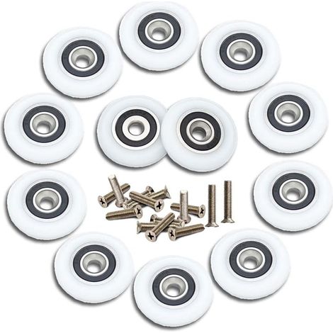 12 Pièces Roulette Porte Coulissante Douche Roulette de Douche 23mm Roulette Porte Coulissante Roulettes pour Porte de Douche Roulettes de Rechange avce Vis (1/5)