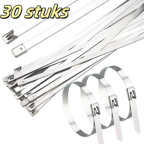 Lot de 30 colliers de serrage en acier inoxydable 4,6 x 300 mm pour regrouper fixer et organiser câbles équipements et accessoires lors de l'entretien du jardin (1/5)