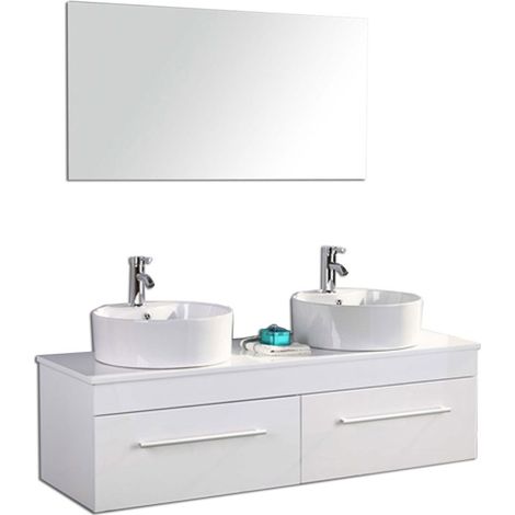 Meuble de Salle de Bain blanc 150 cm Lavabo inclus – Cecily (1/5)