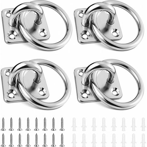 Lot de 4 Anneaux d’Attache M6 Galvanisés avec Plaque de Fixation (1/5)