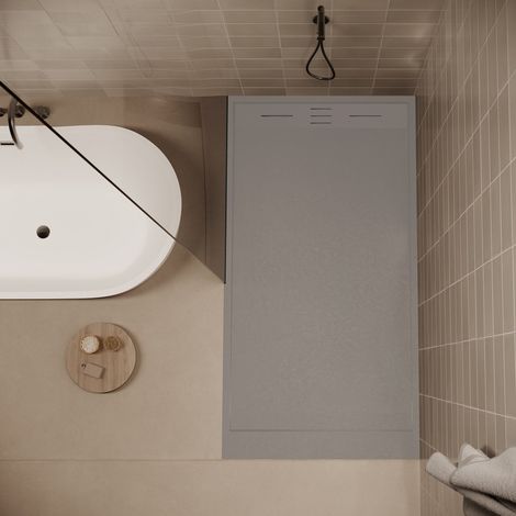 Piatto doccia ultrasottile 90 x 170 cm SALVI in SoliCast® finitura ardesia grigio