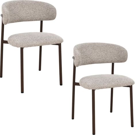 Set di 2 sedie ELEA in tessuto testurizzato beige e gambe in metallo marrone – Stile contemporaneo (1/5)