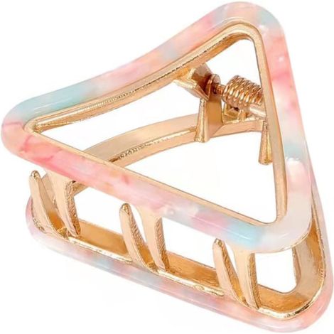 Pince À Cheveux Triangle - Acétate Et Alliage - Denture Entrelacée - Pour Routine Beauté Et Cuisine - Lot De 1 (1/5)