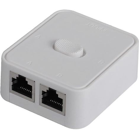 Commutateur réseau LAN, 2 ports, sélecteur/répartiteur à bouton réseau RJ45, 100 m 2 entrées 1 sortie ou 1 entrée 2 sorties, hub réseau 2 ports, noir. (1/5)