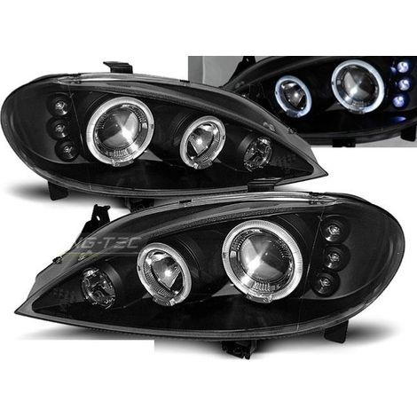 Paire de feux phares Renault Megane 99-02 angel eyes noir-27361758 (1/2)