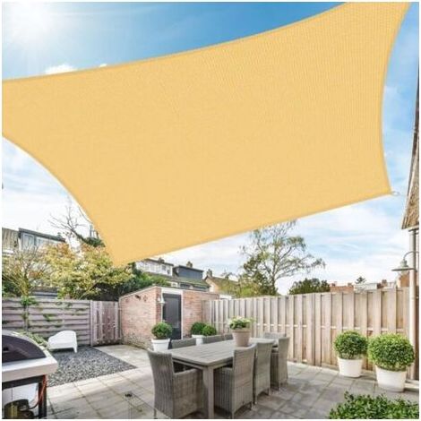 Rechteckiges Sonnensegel 2x3m, 95% UV-Schutz, 185 g/m² HDPE-Schattierungsgewebe für Terrasse, Garten, Balkon, Sandstrand (1/5)