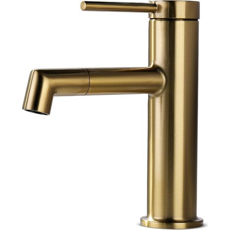 Lonheo Rubinetto per lavabo elegante Rubinetto per bagno con beccuccio girevole a 360 gradi Miscelatore per lavabo monocomando oro (1/5)