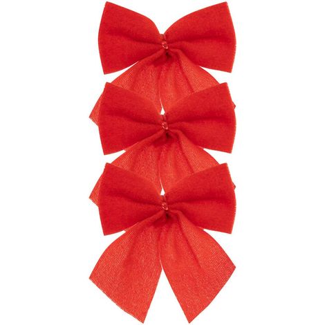 Set di 3 fiocchi decorativi in velluto 9x10cm rosso - Feeric lights & christmas