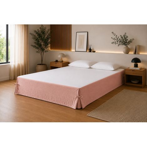 Cache-sommier 140 x 190 cm Double Gaze de Coton GAÏA Rose pêche – Qualité Haut de Gamme