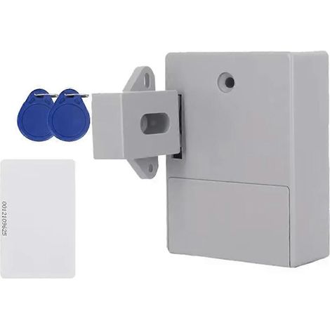 Serrure invisible à capteur intelligent, serrure de tiroir à carte magnétique RFID, serrure numérique dissimulée sans perçage, pour armoire/penderie à monter soi-même, grise. (1/5)