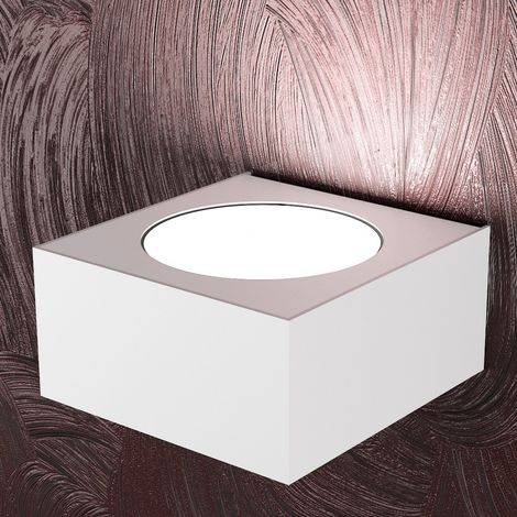 Applique moderno top light area 1127 ap gx53 led metallo monoemissione lampada parete, finitura metallo bianco