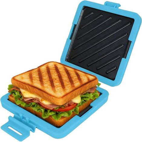 Grille-pain - Appareil à sandwichs - Grille-pain micro-ondes - Technologie Heatwave pour un résultat croustillant - Revêtement antiadhésif - Compatible lave-vaisselle - Bleu (1/5)