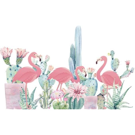 Autocollant Mural Flamant Rose en Pvc, Décoratif et Amovible  Murs Intérieurs, Motif Tropical Délicat, Adhésif Autoportant pour Surfaces Variées (1/5)