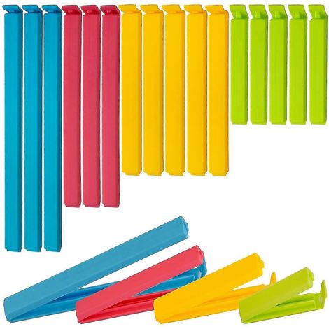 Lot de 16 pinces pour sacs alimentaires, disponibles en 4 tailles et couleurs assorties - Pratiques pour conserver la fraîcheur des aliments, sceller les sachets, les sacs de congélation et les croque (1/5)