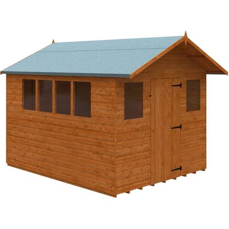 10 x 8 Feet Cabin 12mm Shed - Solid Wood/Softwood/Pine - L295 x W235 x H243.7 cm - Burnt Orange
