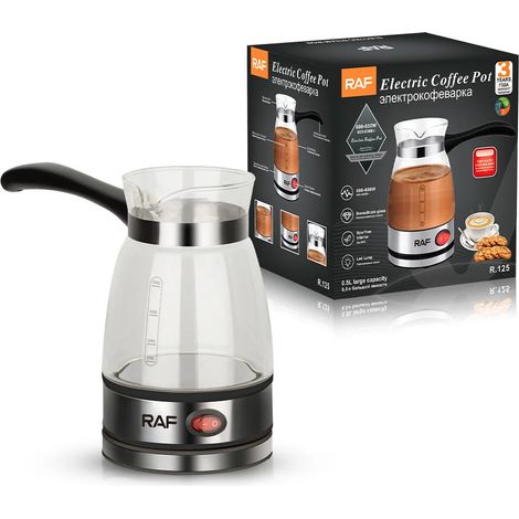 Machine à café électrique (noire), en verre, cafetière turque, chauffe-lait moka italien (1/3)
