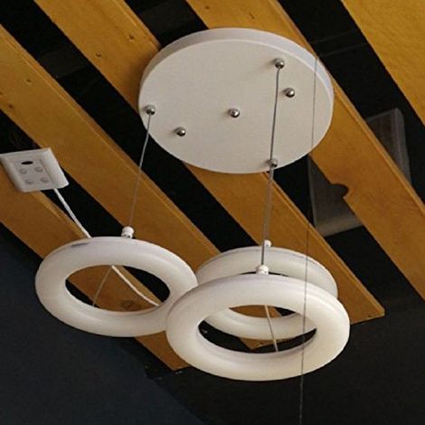 TRADE SHOP - Lampadario Lampada 3 Anelli Luce Led Soffitto Sospensione Pendente Poliuretano -