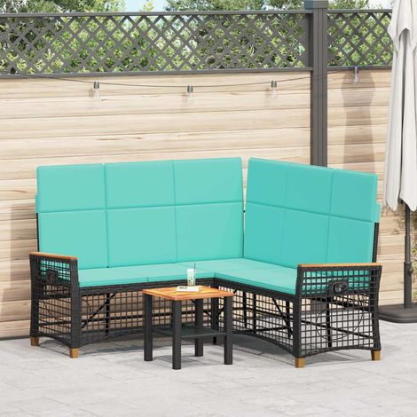 Teenpull – Garten Liegesofa Set Schwarz und Türkis 164 x 164 x 112 cm (1/5)