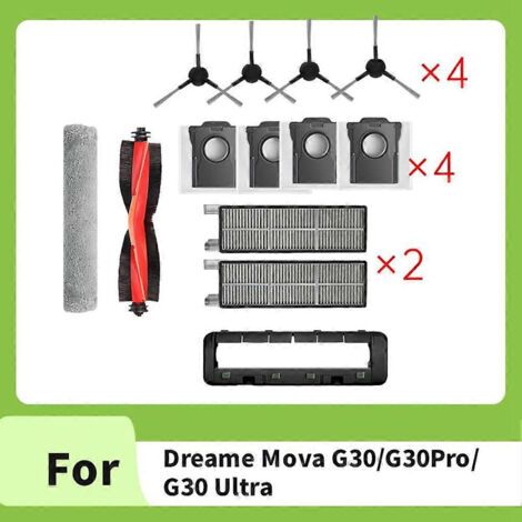 NALOOKAMIC 13 pièces de rechange pour aspirateur Dreame Mova G30/G30 Pro/G30 Ultra : brosse, filtre HEPA, sac à poussière et chiffon de nettoyage. (1/4)