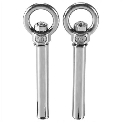 Lot de 2 boulons à œil d'ancrage bruts en acier inoxydable M6 x 82 mm (1/5)