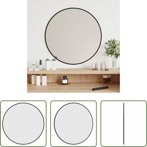 Kosmetikspiegel - Wandspiegel Schwarz Ø 50 cm Rund (1/5)