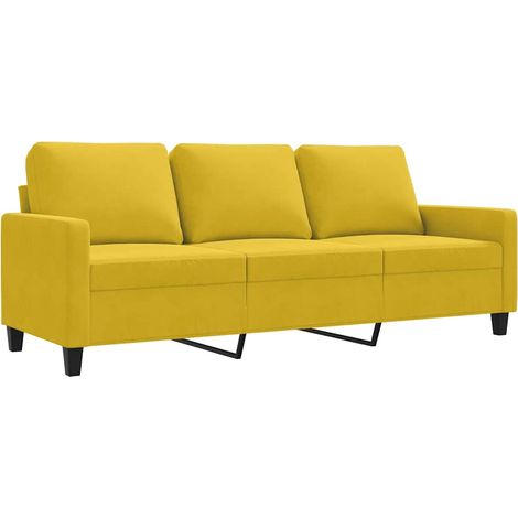 Canapé Sofa à 3 places Jaune 180 cm Velours (1/5)