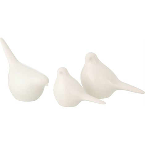 Set de 3 oiseaux en porcelaine brillante - blanc brillant (1/2)